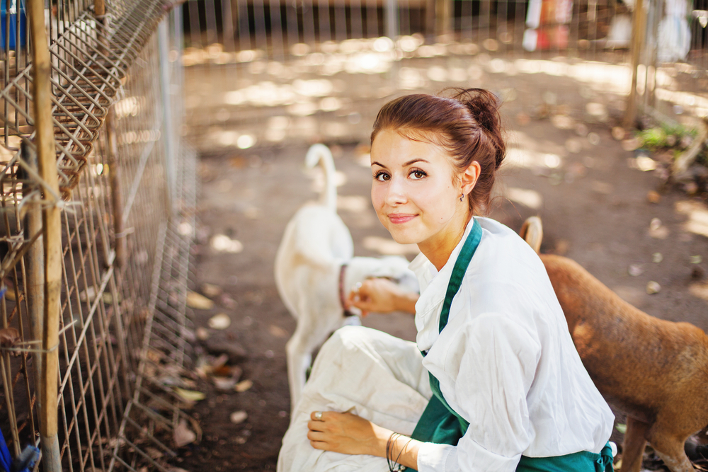 Woman volunteering in animal shelter emphasizing mental well-being professional development and personal growth